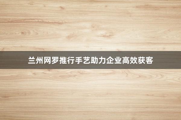 兰州网罗推行手艺助力企业高效获客